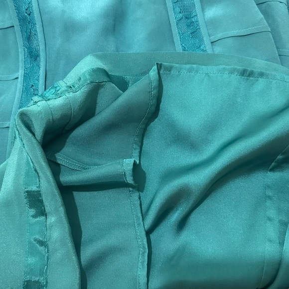 Boden limited edition silk lace panel teal green cottagecore dress long sleeve 4 - Picture 3 of 11